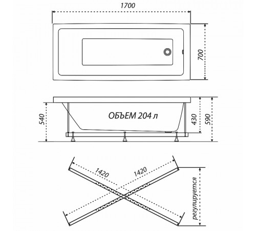 Акриловая ванна Triton Аура 170x70 Щ0000042101 без гидромассажа