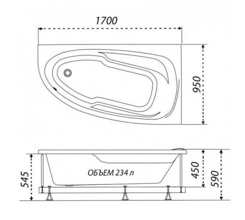 Акриловая ванна Triton 1ACReal Мадрид 170х95 L Щ0000045645 без гидромассажа