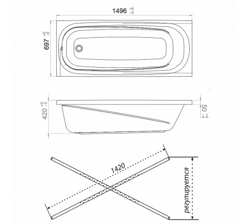 Акриловая ванна Triton 1Acreal Европа 150x70 Щ0000040926 без гидромассажа