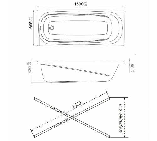 Акриловая ванна Triton 1Acreal Европа 170x70 Щ0000040925 без гидромассажа