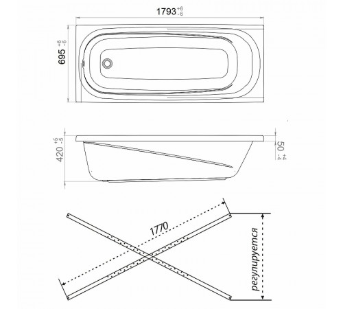 Акриловая ванна Triton 1Acreal Европа 180x70 Щ0000041839 без гидромассажа