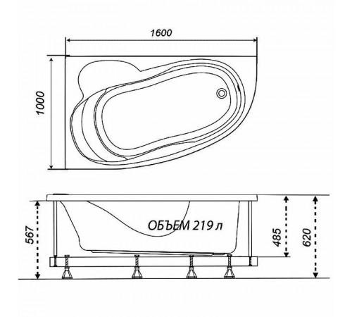 Акриловая ванна Triton Николь 160x100 R Щ0000048680 без гидромассажа