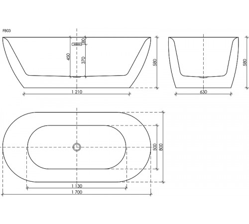 Акриловая ванна Sancos Fusion 170x80 FB03 без гидромассажа