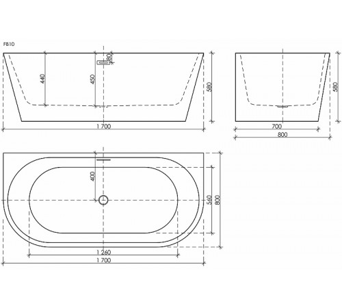 Акриловая ванна Sancos First 170x80 FB10 без гидромассажа