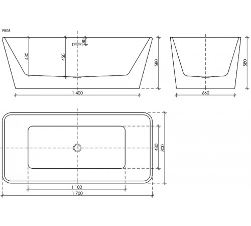 Акриловая ванна Sancos Dama 170x80 FB05 без гидромассажа