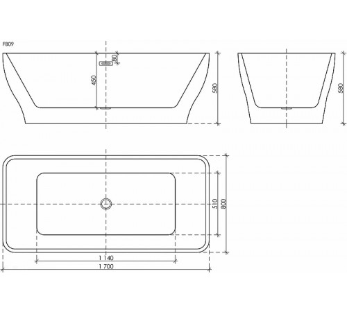 Акриловая ванна Sancos Neo 170x80 FB09 без гидромассажа