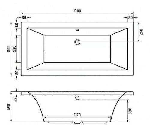 Акриловая ванна Berges Tari 170x80 050030 без гидромассажа