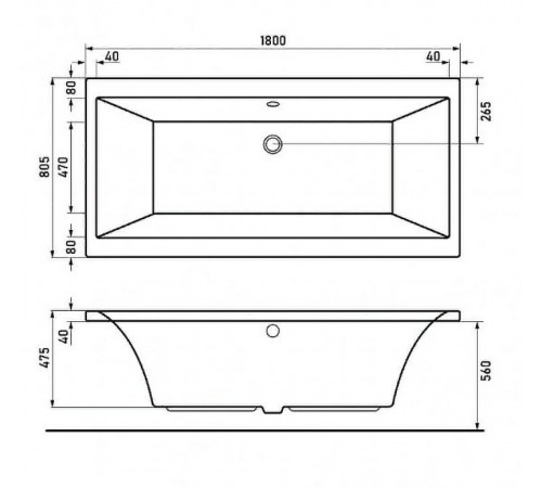 Акриловая ванна Berges Tari 180x80 050031 без гидромассажа