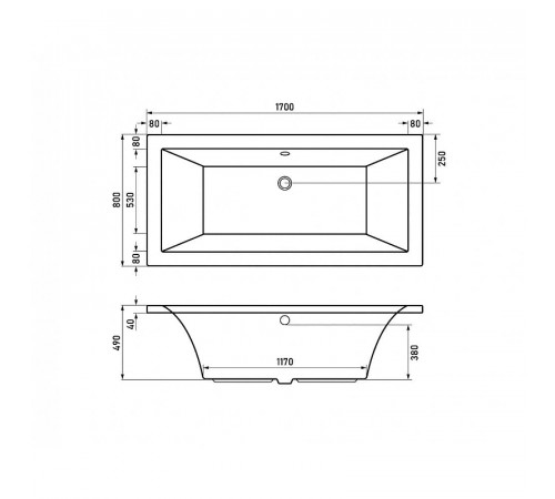 Акриловая ванна Berges Tari 170x80 050028 без гидромассажа