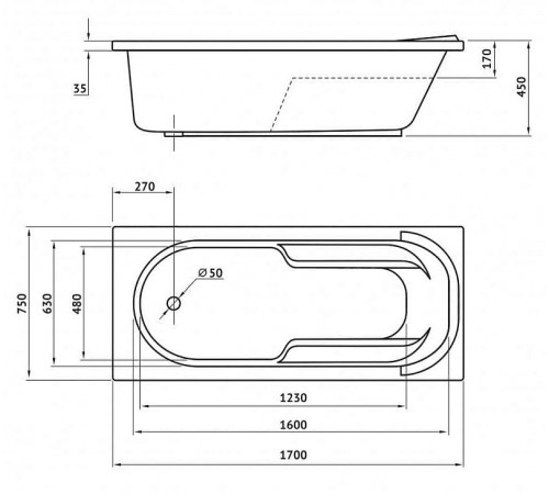 Акриловая ванна Berges Lumbo 170x75 050006 без гидромассажа