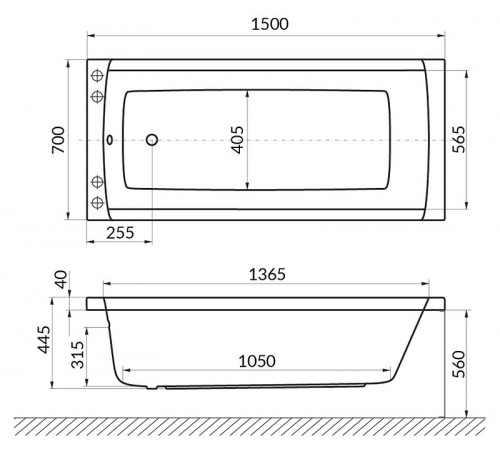 Акриловая ванна Excellent Aquaria 150x70 WAEX.AQU15.RELAX.GL с гидромассажем