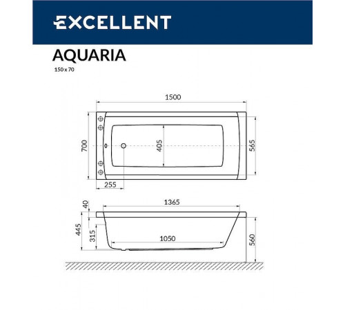 Акриловая ванна Excellent Aquaria 150x70 WAEX.AQU15.SOFT.CR с гидромассажем