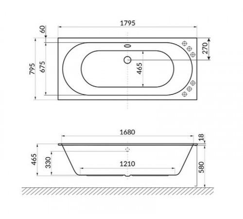 Акриловая ванна Excellent Oceana Slim 180x80 WAEX.OCE18WHS без гидромассажа