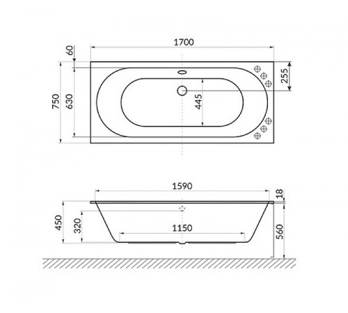 Акриловая ванна Excellent Oceana Slim 170x75 WAEX.OCE17WHS без гидромассажа