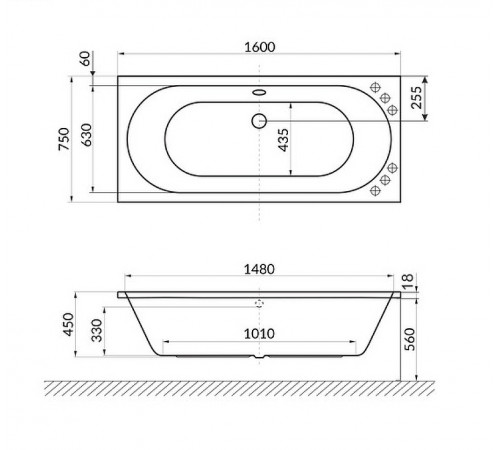 Акриловая ванна Excellent Oceana Slim 160x75 WAEX.OCE16WHS без гидромассажа