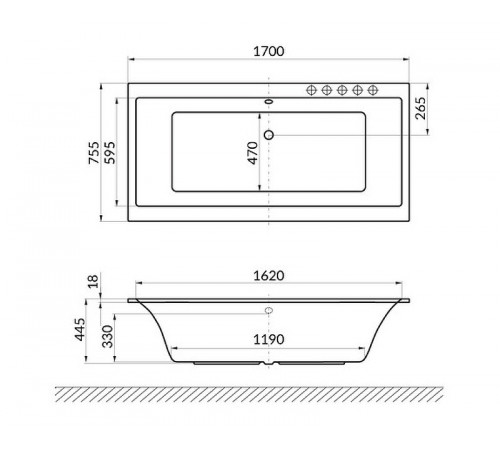 Акриловая ванна Excellent Pryzmat Slim 170x75 WAEX.PRY17WHS без гидромассажа