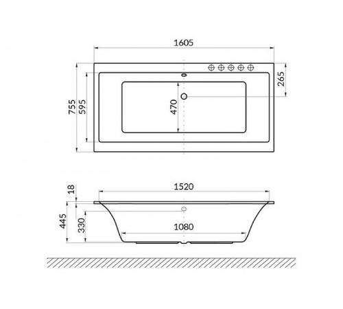 Акриловая ванна Excellent Pryzmat Slim 160x75 WAEX.PRY16WHS без гидромассажа