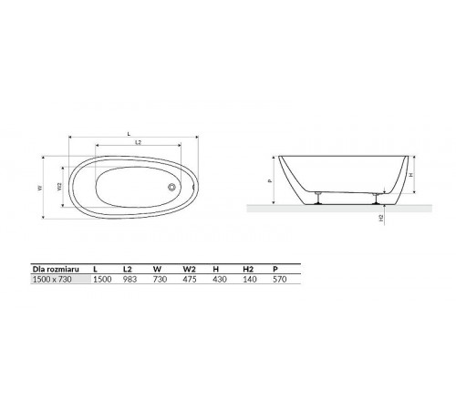 Акриловая ванна Excellent Olia 150x73 WAEX.OLI2.15WH без гидромассажа