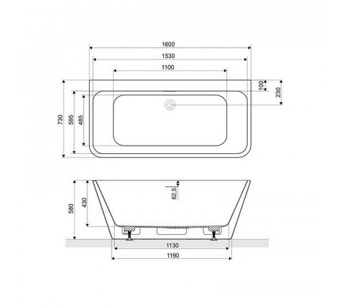 Акриловая ванна Excellent Lila 2.0 160x73 WAEX.LIL2.160.WHP без гидромассажа