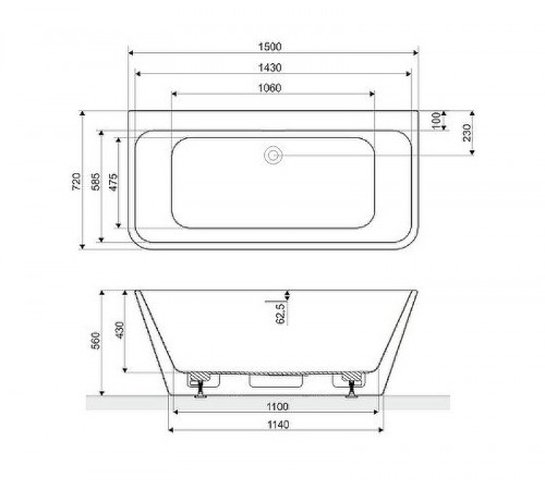 Акриловая ванна Excellent Lila 2.0 150x72 WAEX.LIL2.150.WHP без гидромассажа