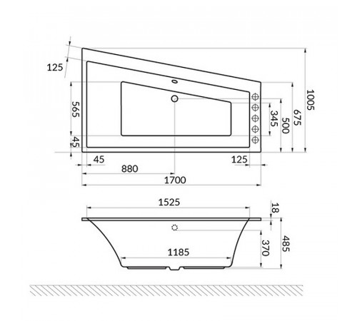 Акриловая ванна Excellent Sfera Slim 170x100 R WAEX.SFP17WHS без гидромассажа