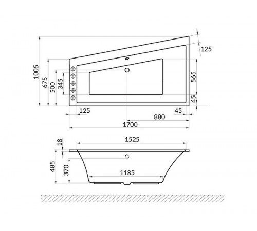 Акриловая ванна Excellent Sfera Slim 170x100 L WAEX.SFL17WHS без гидромассажа