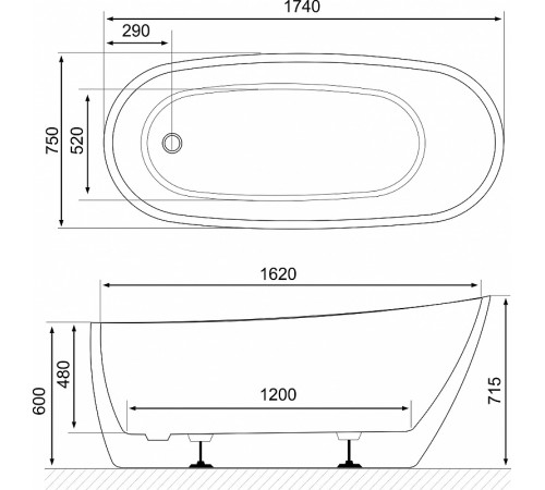 Акриловая ванна Excellent Comfort+ 175x74 WAEX.CMP2.17WH Белая без гидромассажа