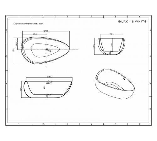 Акриловая ванна Black&White Swan SB 227 170x95 227SB00 без гидромассажа