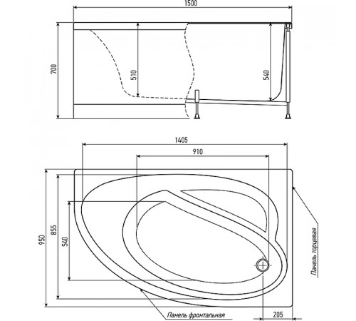 Акриловая ванна Timo Iva 150x95 R IVA1595R без гидромассажа