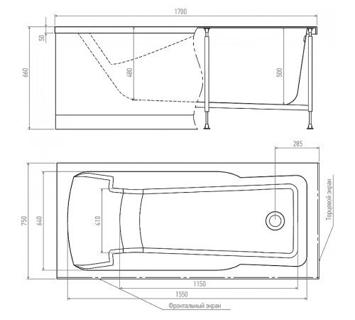 Акриловая ванна Timo Hella 170x75 HELLA1775 без гидромассажа