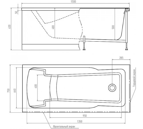 Акриловая ванна Timo Hella 150x75 HELLA1575 без гидромассажа