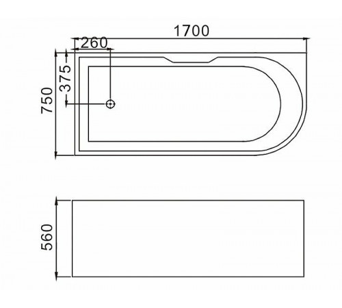 Акриловая ванна Grossman 170x75 GR-2202R без гидромассажа