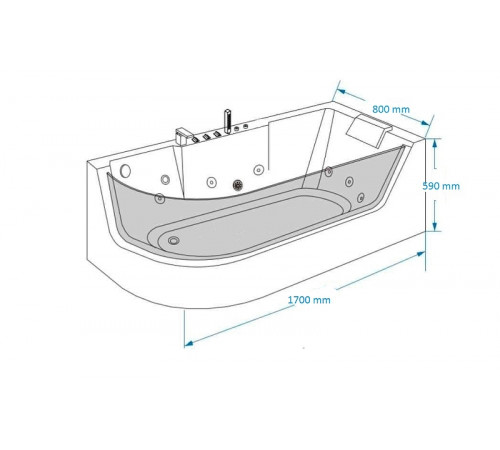 Акриловая ванна Grossman 170х80 GR-17000-1R с гидромассажем