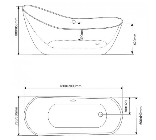 Акриловая ванна Grossman Style 180x80 GR-2301 без гидромассажа