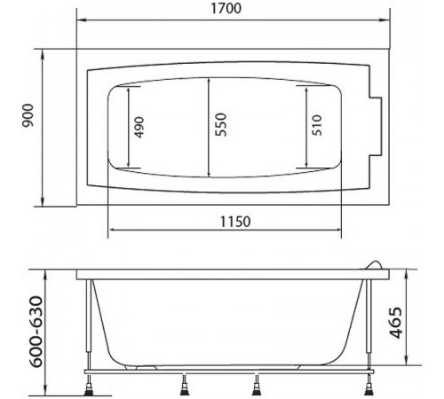 Акриловая ванна Marka One Aelita 170x90 01аэ1790 без гидромассажа