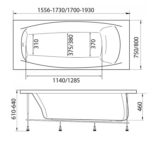 Акриловая ванна Marka One Pragmatika 193х80 01пр19380 без гидромассажа