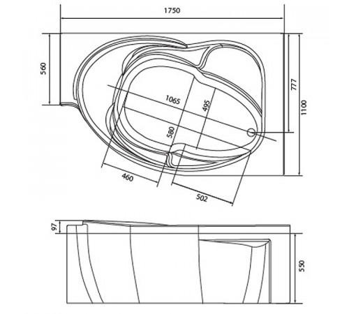 Акриловая ванна Marka One Ergonomika 158-175x110 L 01эрг17511л без гидромассажа