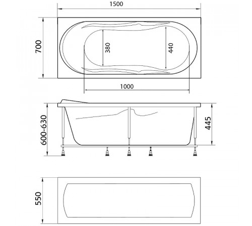 Акриловая ванна Marka One Vita 150х70 01вит1570 без гидромассажа