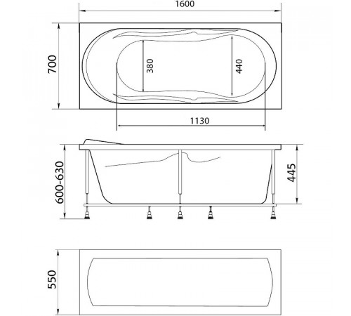 Акриловая ванна Marka One Vita 160х70 01вит1670 без гидромассажа