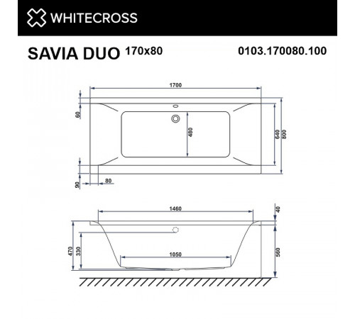 Акриловая ванна Whitecross Savia Duo 170x80 0103.170080.100 без гидромассажа