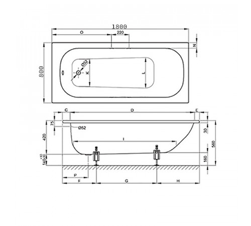 Стальная ванна Bette Form 180x80 2950-000 AD, PLUS, AR с шумоизоляцией, антискользящим и антигрязевым покрытием