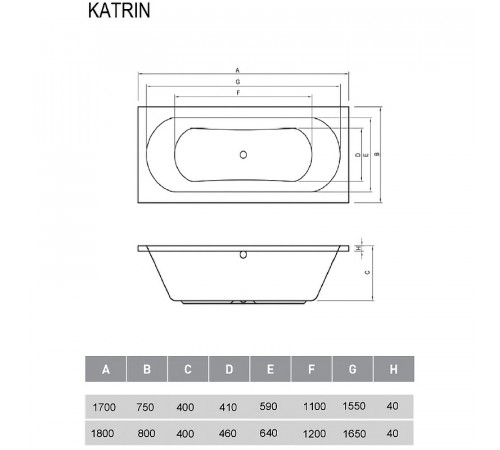 Акриловая ванна Relisan Katrin 180x80 Гл000026033 без гидромассажа