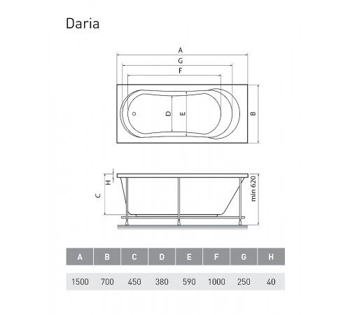 Акриловая ванна Relisan Daria 150x70 Гл000008875 без гидромассажа