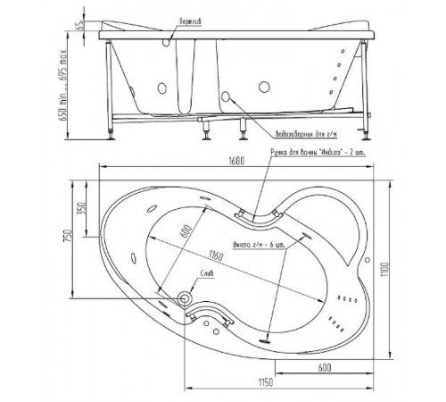 Акриловая ванна BellSan Индиго 168x110 R 4627171530264 без гидромассажа