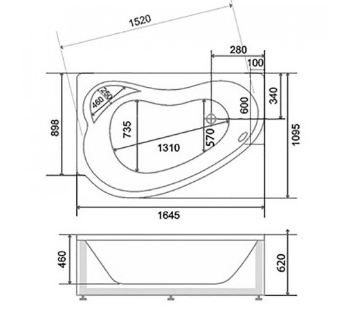 Акриловая ванна BellSan Сабина 165x110 L 4627171530387 без гидромассажа