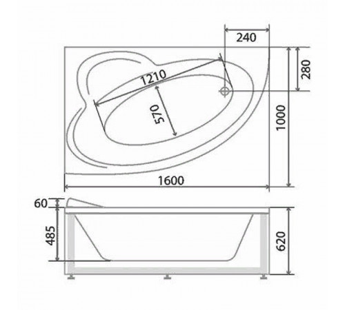 Акриловая ванна BellSan Виола 160х100 L 4627171530141 без гидромассажа