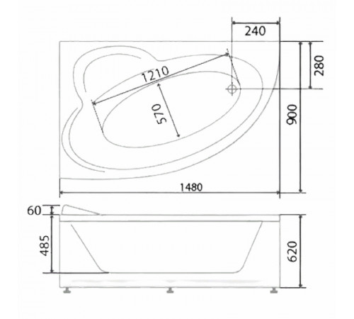 Акриловая ванна BellSan Грета 150x90 L 4627171530189 без гидромассажа