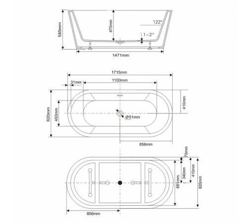 Акриловая ванна Swedbe Vita 172x82 8800 без гидромассажа