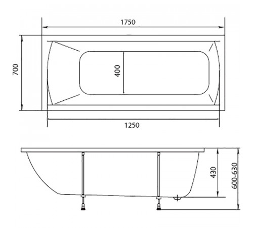 Акриловая ванна STWORKI Эстерсунд 175x70 без гидромассажа