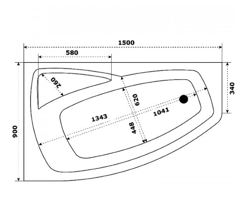 Акриловая ванна STWORKI Монтре 150x90 L Mn1500L без гидромассажа